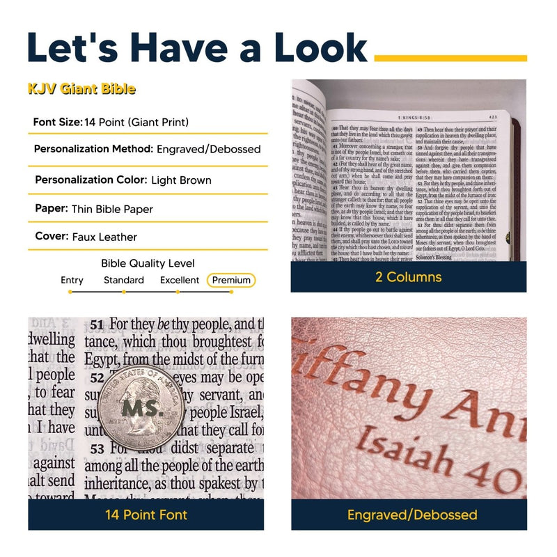 KJV Light Brown Study Size Holy Bible Large Print