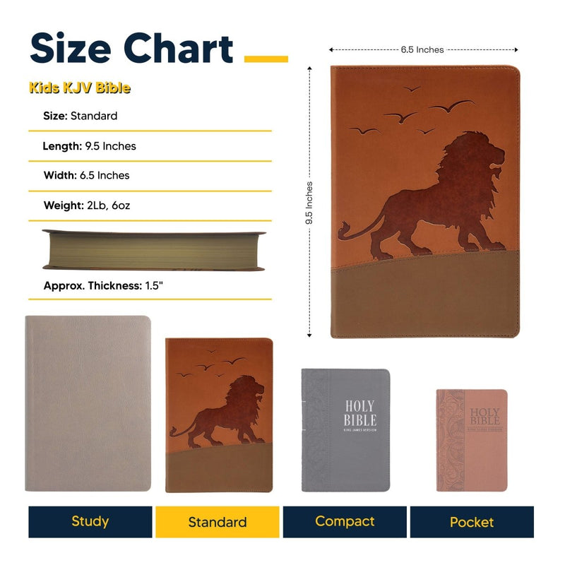 KJV Brown Standard Size Kids Holy Bible Medium Print | Regal Lion