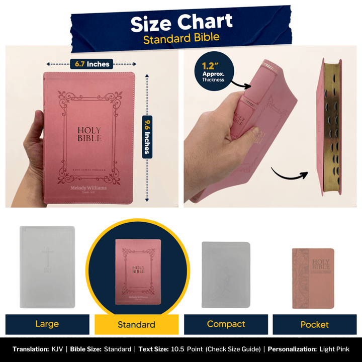 Personalized KJV Pink Reference Bible Red Letter Bible | Large Print | Faux Leather - Shepherds Shelf