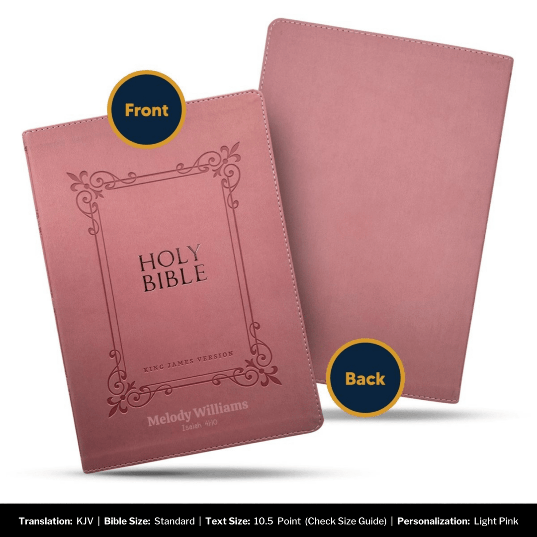 Personalized KJV Pink Reference Bible Red Letter Bible | Large Print | Faux Leather - Shepherds Shelf