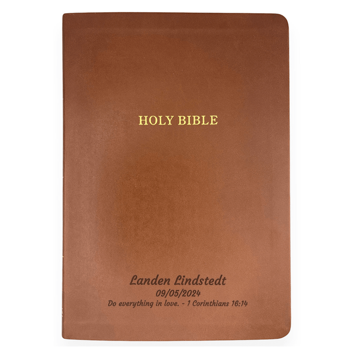 Personalized KJV Thinline Holy Bible Brown Faux Leather Large Print Size | Shepherds Shelf - Shepherds Shelf