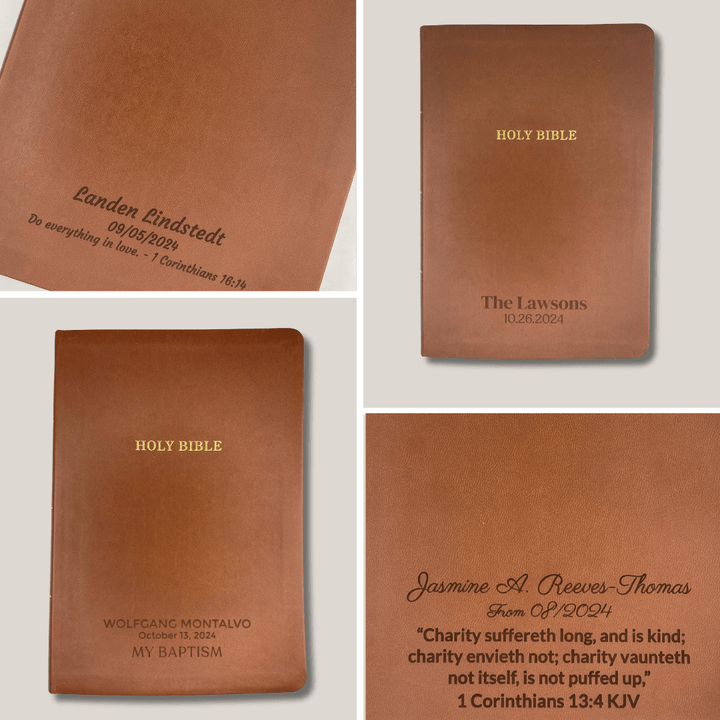 Personalized KJV Thinline Holy Bible Brown Faux Leather Large Print Size | Shepherds Shelf - Shepherds Shelf