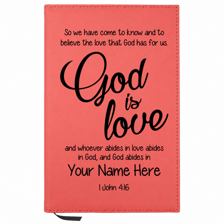 Personalized Leatherette Journal Notebook | 1 John 4:16 - Shepherds Shelf