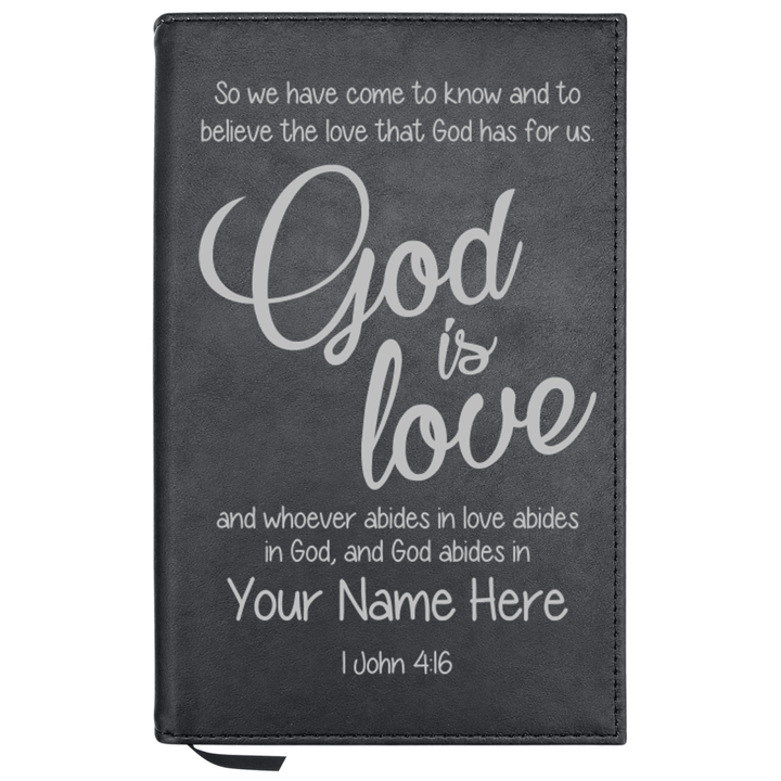 Personalized Leatherette Journal Notebook | 1 John 4:16 - Shepherds Shelf