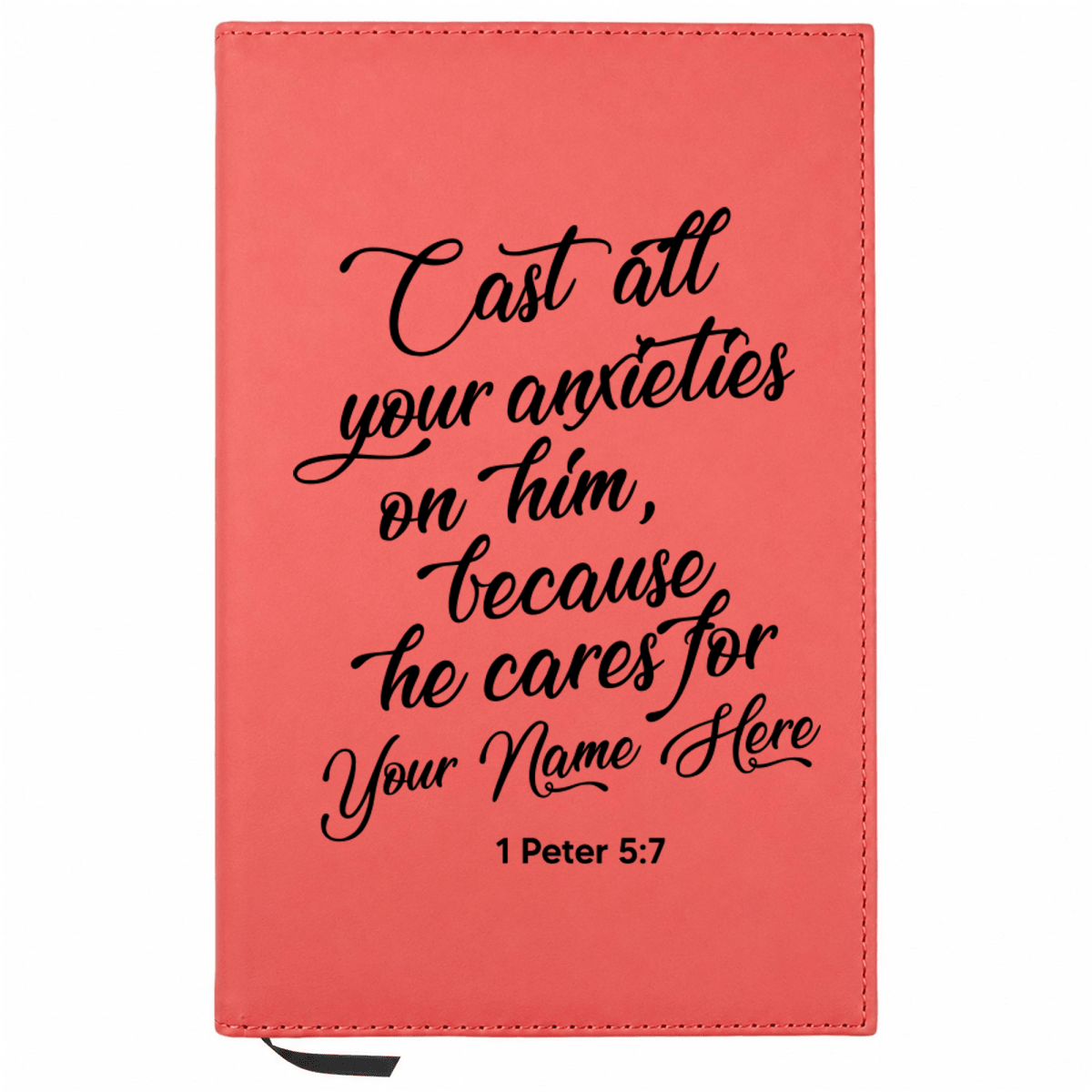 Personalized Leatherette Journal Notebook | 1 Peter 5:7 - Shepherds Shelf
