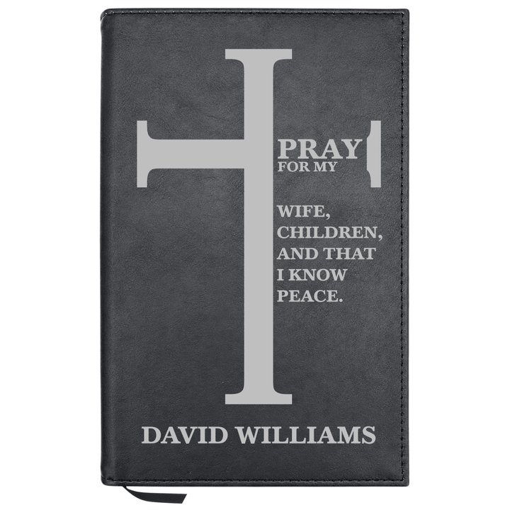Personalized Leatherette Journal Notebook | Bold Cross - Shepherds Shelf