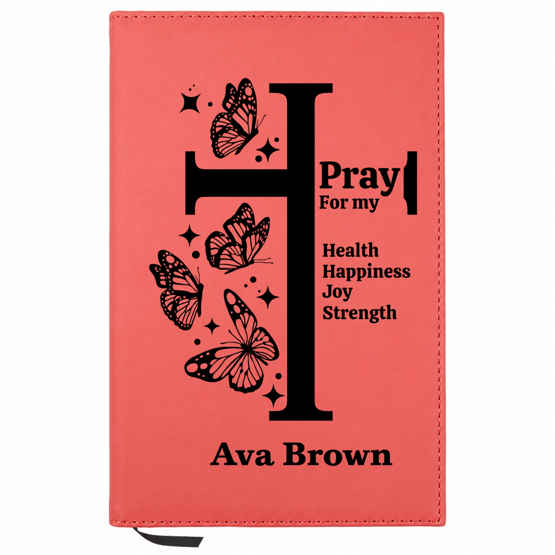 Personalized Leatherette Journal Notebook | Butterflies Cross - Shepherds Shelf