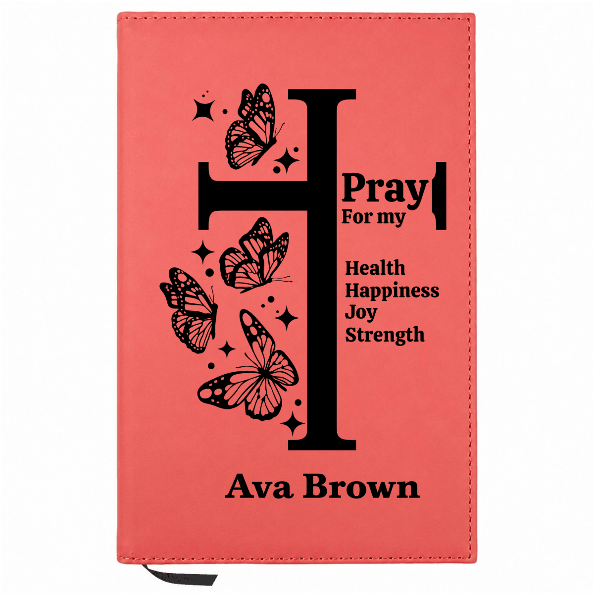Personalized Leatherette Journal Notebook | Butterflies Cross - Shepherds Shelf