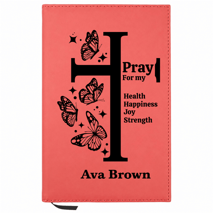 Personalized Leatherette Journal Notebook | Butterflies Cross - Shepherds Shelf