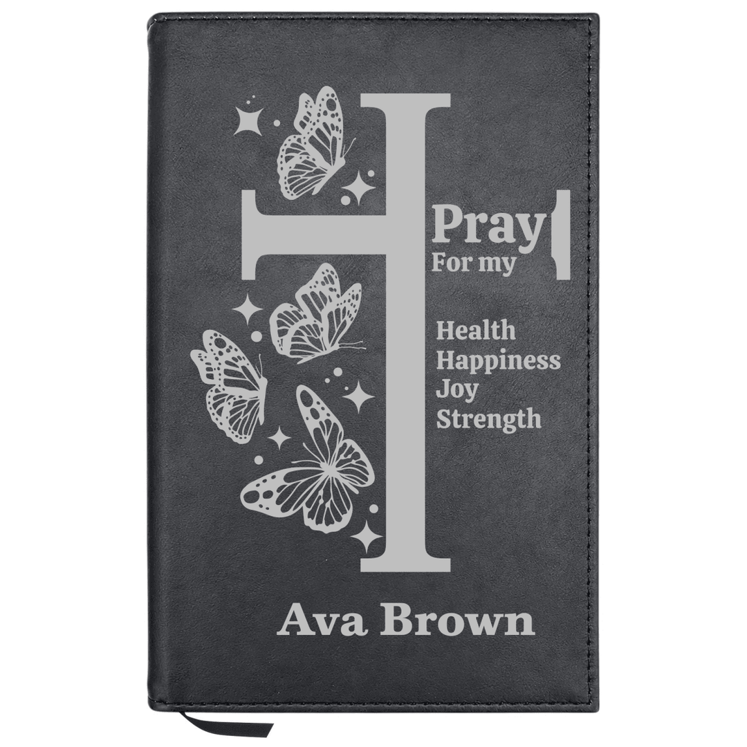 Personalized Leatherette Journal Notebook | Butterflies Cross - Shepherds Shelf