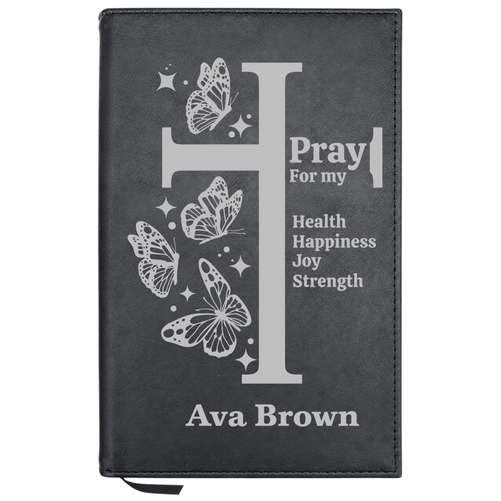 Personalized Leatherette Journal Notebook | Butterflies Cross - Shepherds Shelf