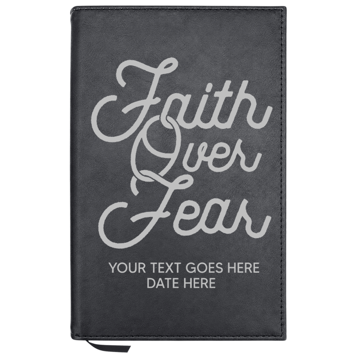 Personalized Leatherette Journal Notebook | Faith Over Fear - Shepherds Shelf