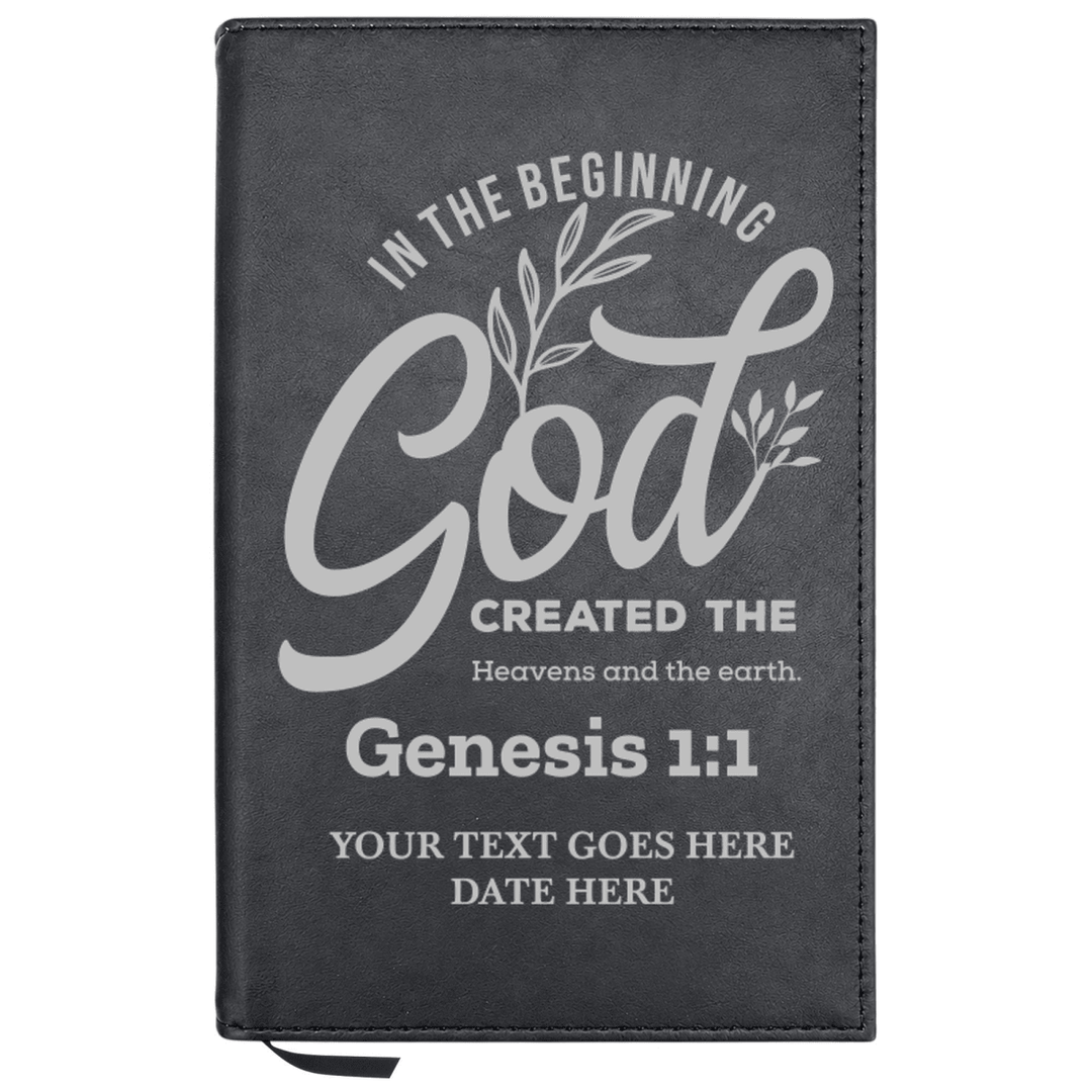 Personalized Leatherette Journal Notebook | Genesis 1:1 - Shepherds Shelf