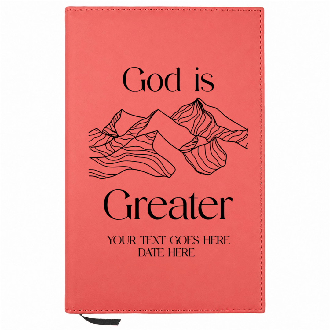 Personalized Leatherette Journal Notebook | God is Greater - Shepherds Shelf
