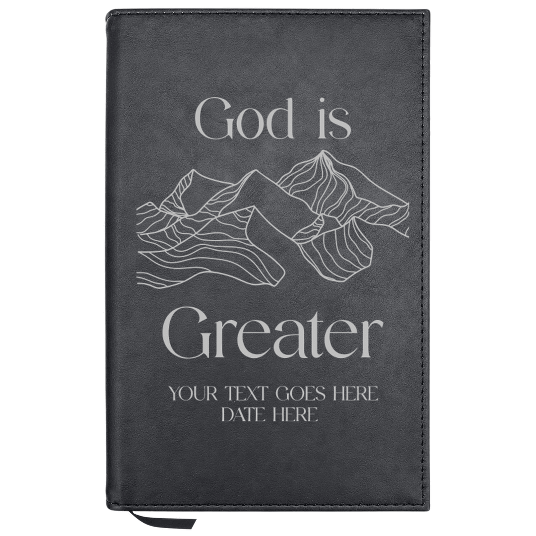 Personalized Leatherette Journal Notebook | God is Greater - Shepherds Shelf
