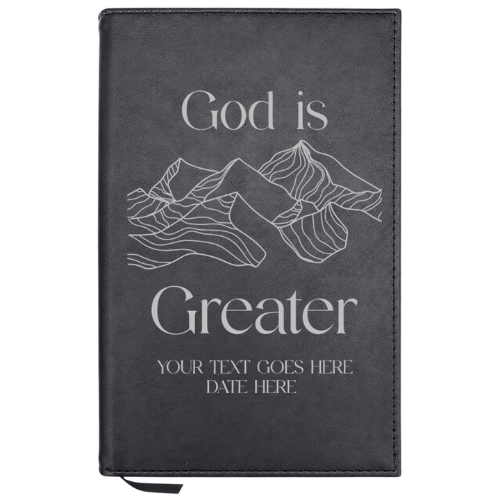 Personalized Leatherette Journal Notebook | God is Greater - Shepherds Shelf