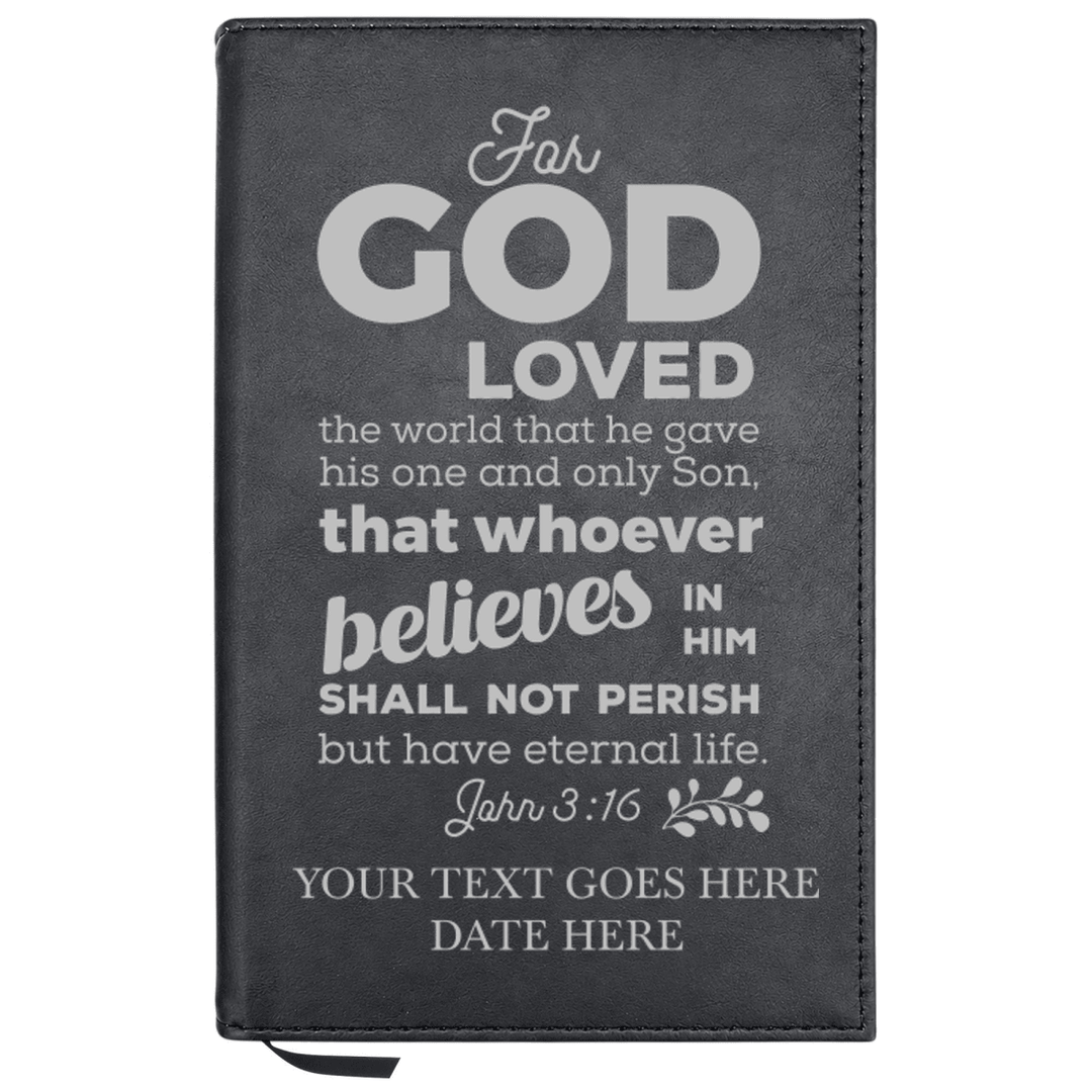 Personalized Leatherette Journal Notebook | John 3:16 - Shepherds Shelf