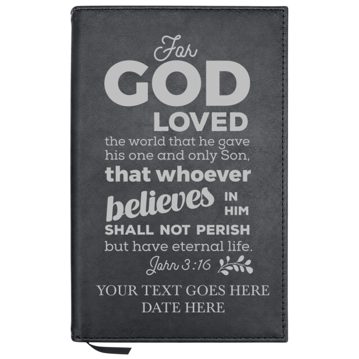 Personalized Leatherette Journal Notebook | John 3:16 - Shepherds Shelf