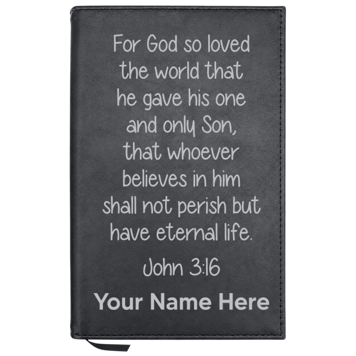 Personalized Leatherette Journal Notebook | John 3:16 Study 1 - Shepherds Shelf