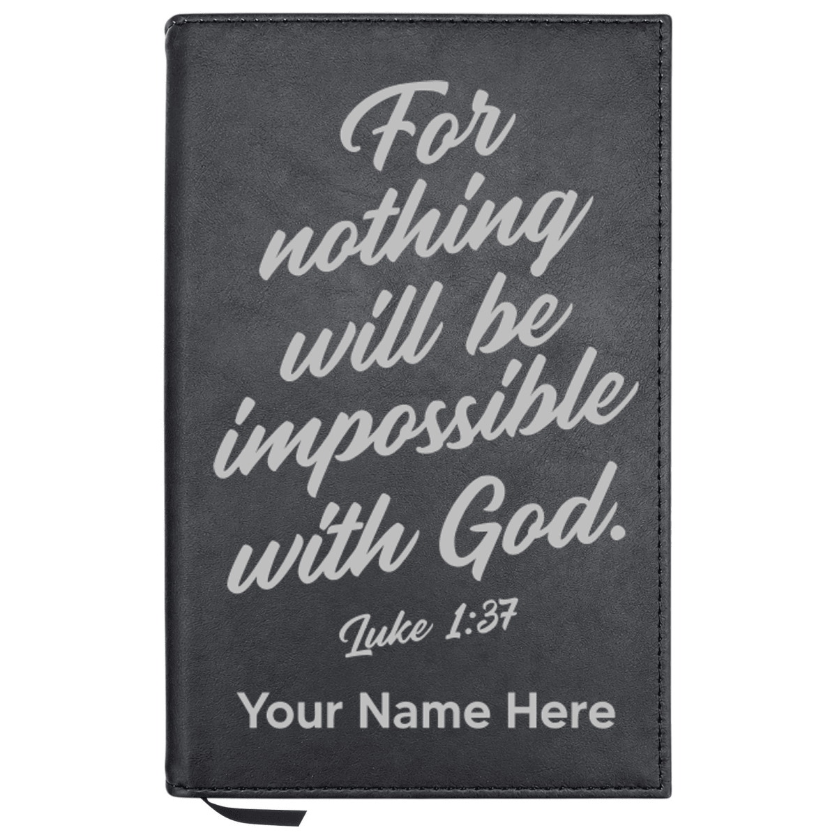 Personalized Leatherette Journal Notebook | Luke 1:37 - Shepherds Shelf