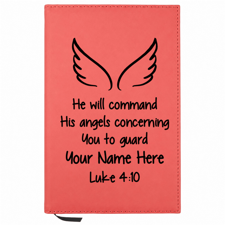 Personalized Leatherette Journal Notebook | Luke 4:10 - Shepherds Shelf