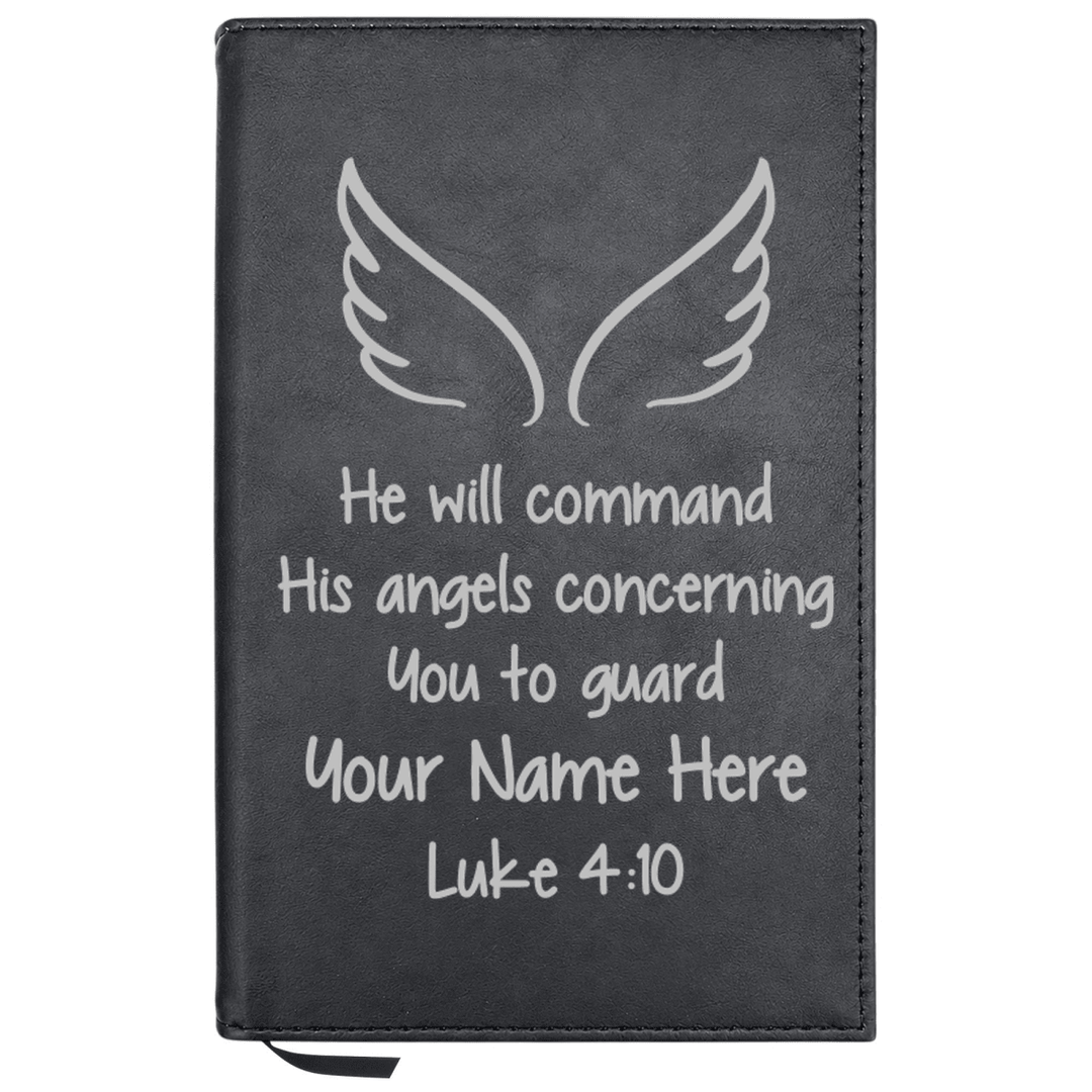 Personalized Leatherette Journal Notebook | Luke 4:10 - Shepherds Shelf