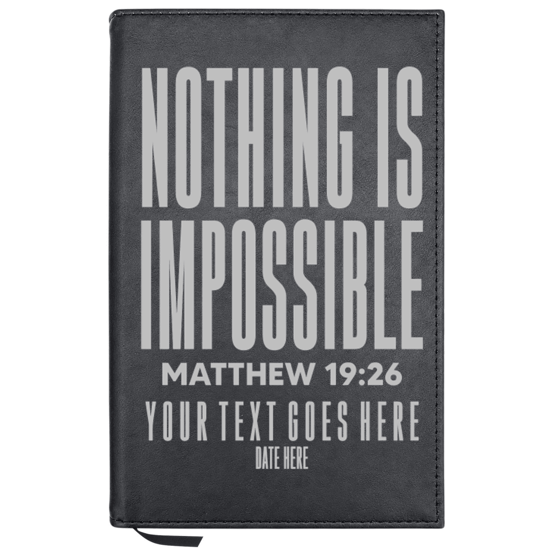 Personalized Leatherette Journal Notebook | Matthew 19:26 - Shepherds Shelf