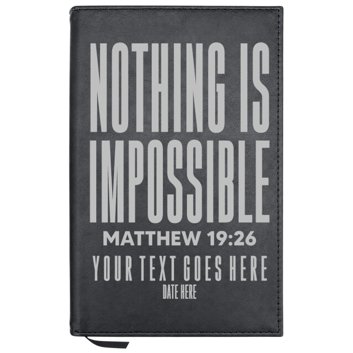 Personalized Leatherette Journal Notebook | Matthew 19:26 - Shepherds Shelf