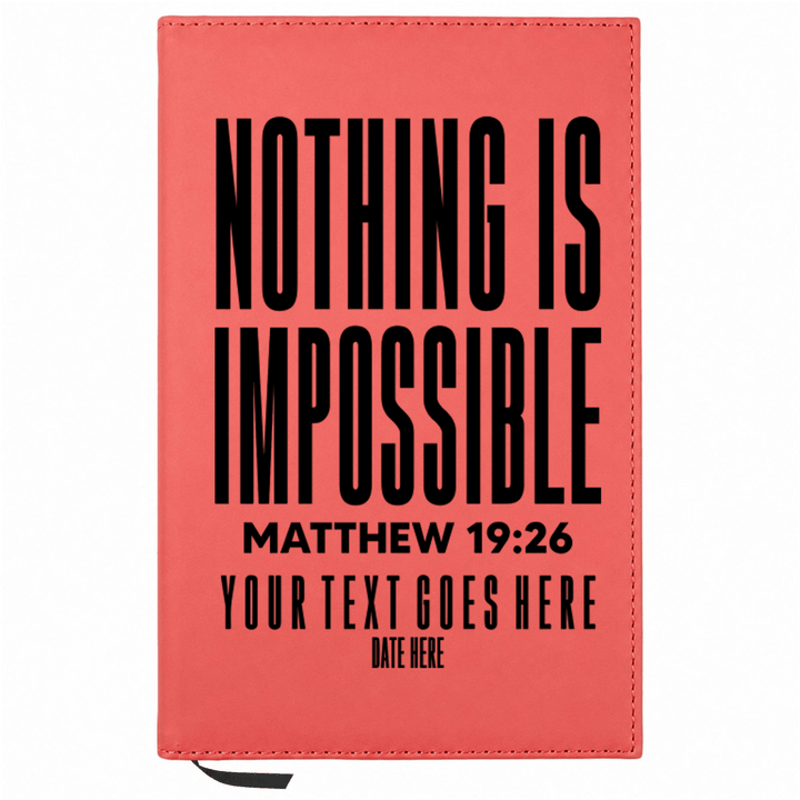 Personalized Leatherette Journal Notebook | Matthew 19:26 - Shepherds Shelf