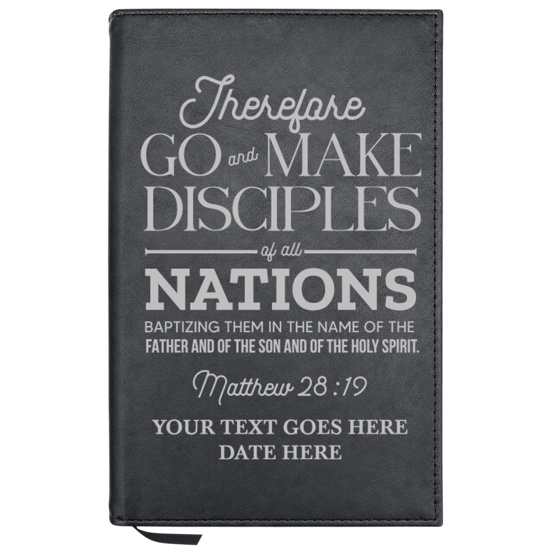 Personalized Leatherette Journal Notebook | Matthew 28:19 - Shepherds Shelf