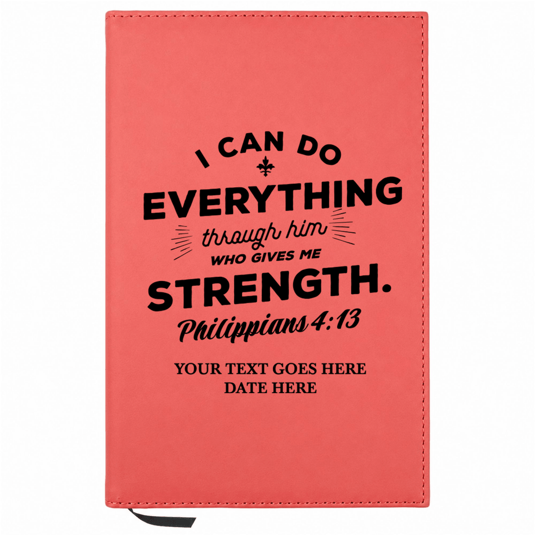 Personalized Leatherette Journal Notebook | Philippians 4:13 - Shepherds Shelf