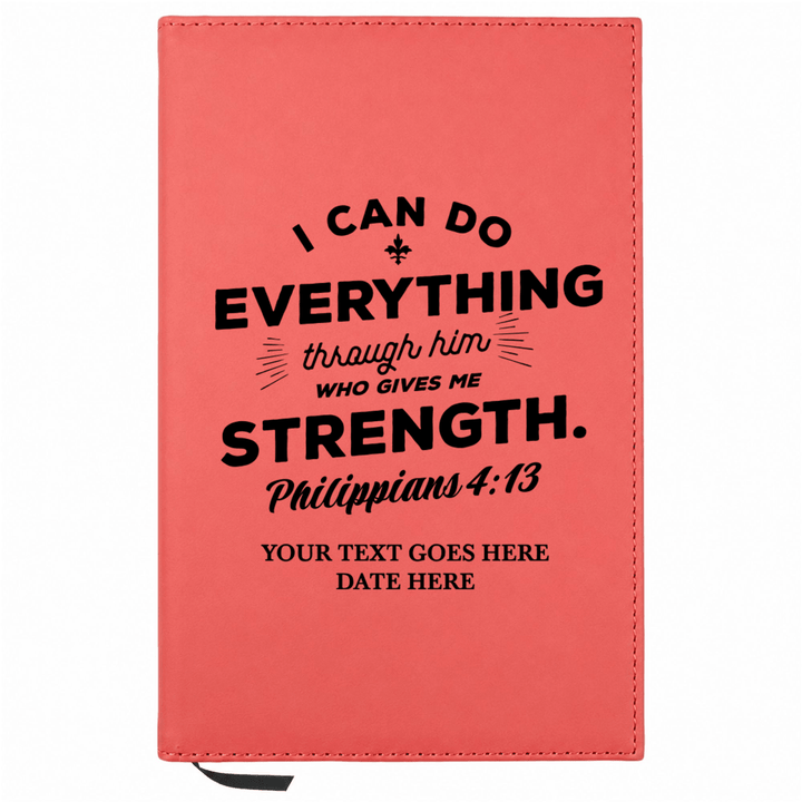 Personalized Leatherette Journal Notebook | Philippians 4:13 - Shepherds Shelf
