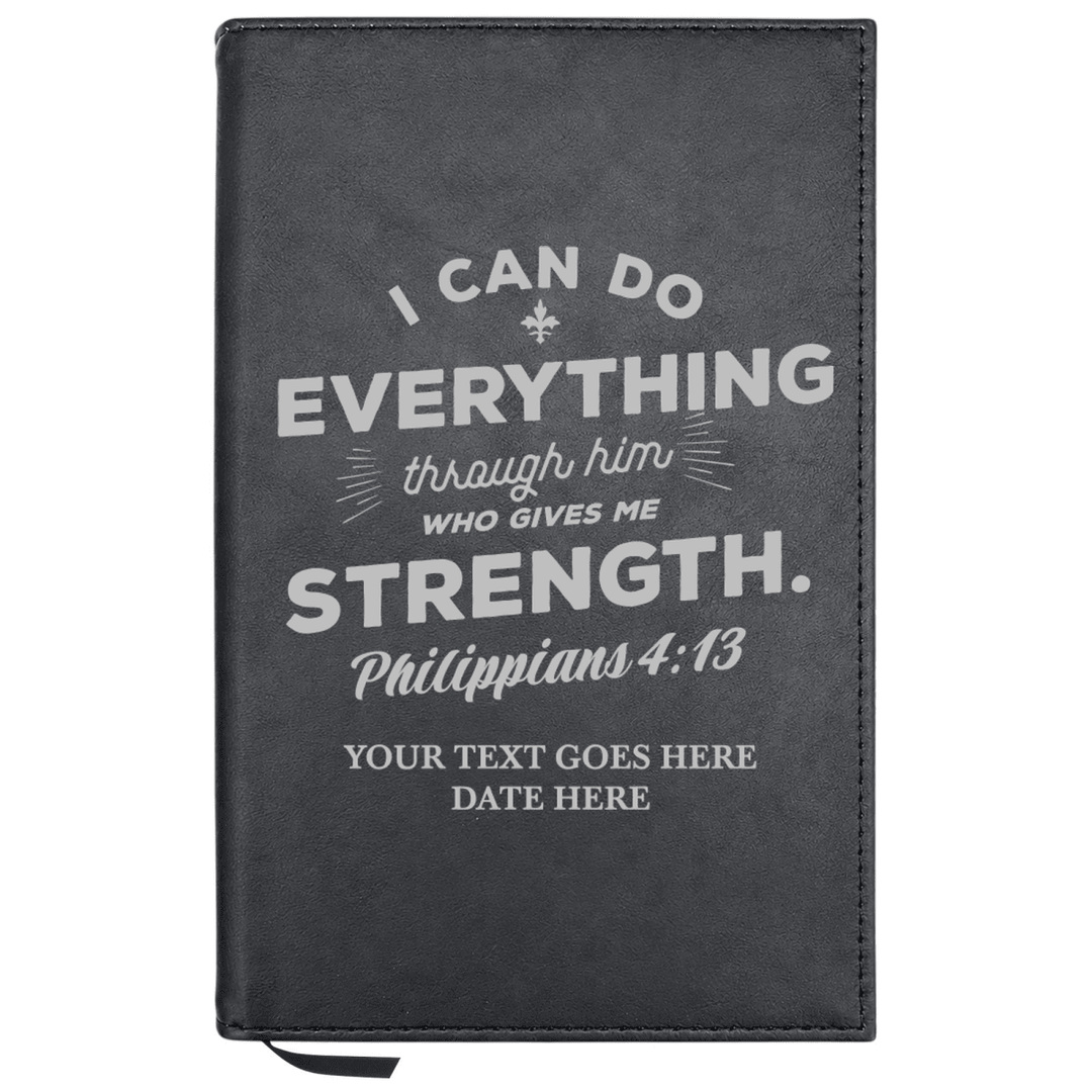 Personalized Leatherette Journal Notebook | Philippians 4:13 - Shepherds Shelf