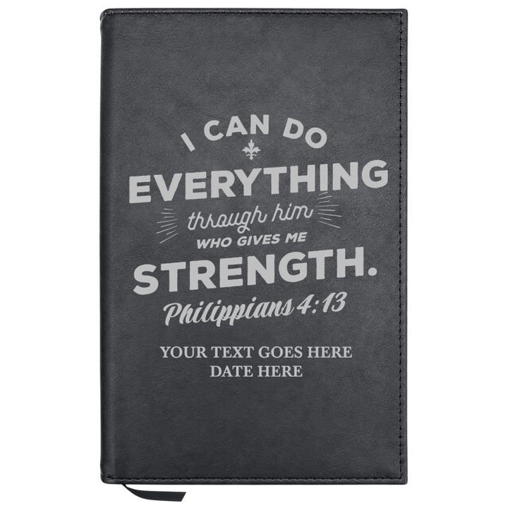 Personalized Leatherette Journal Notebook | Philippians 4:13 - Shepherds Shelf