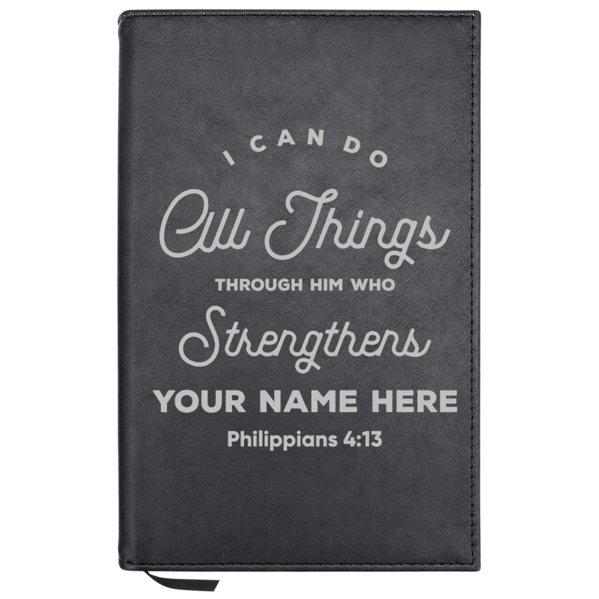 Personalized Leatherette Journal Notebook | Philippians 4:13 II - Shepherds Shelf