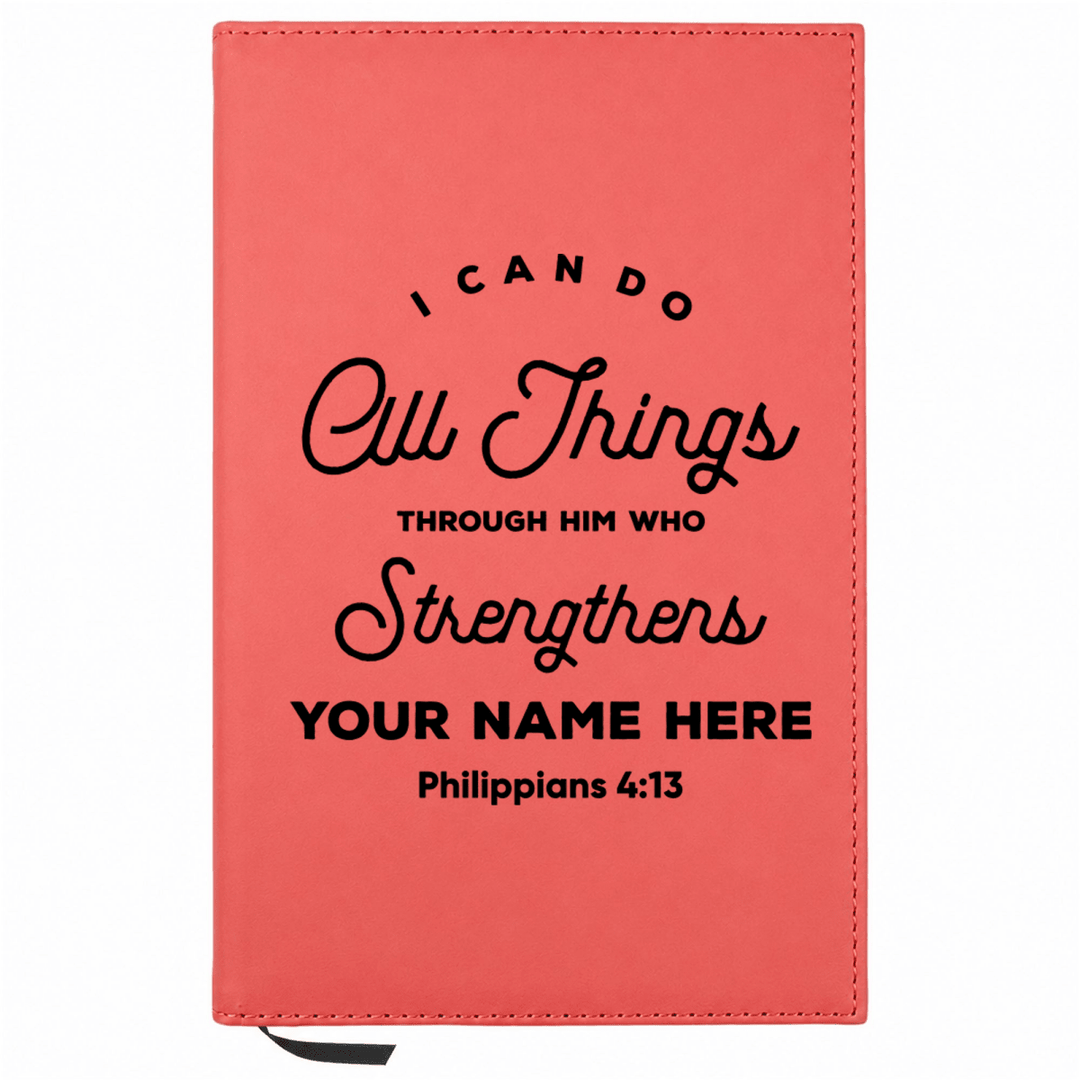 Personalized Leatherette Journal Notebook | Philippians 4:13 II - Shepherds Shelf
