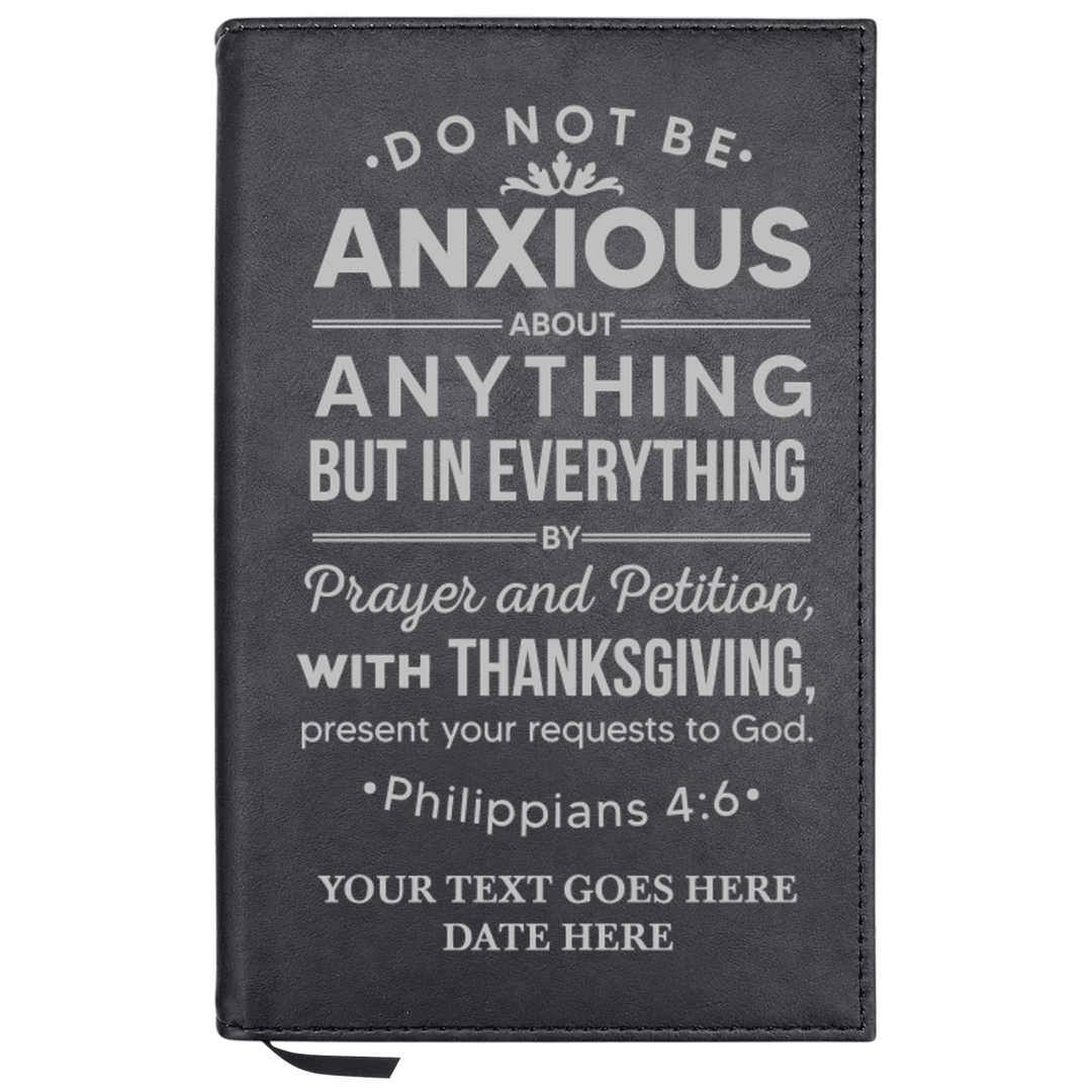 Personalized Leatherette Journal Notebook | Philippians 4:6 - Shepherds Shelf
