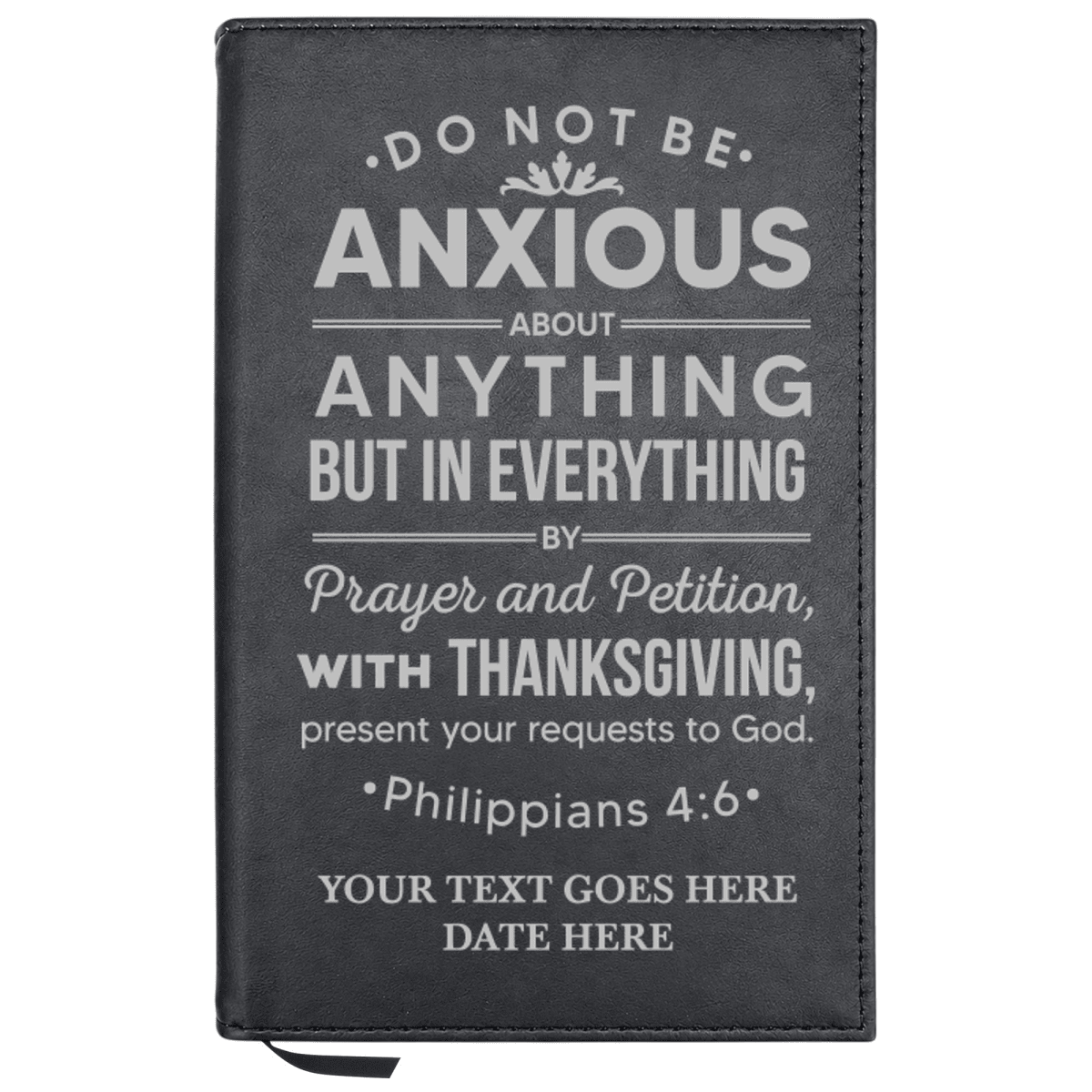 Personalized Leatherette Journal Notebook | Philippians 4:6 - Shepherds Shelf