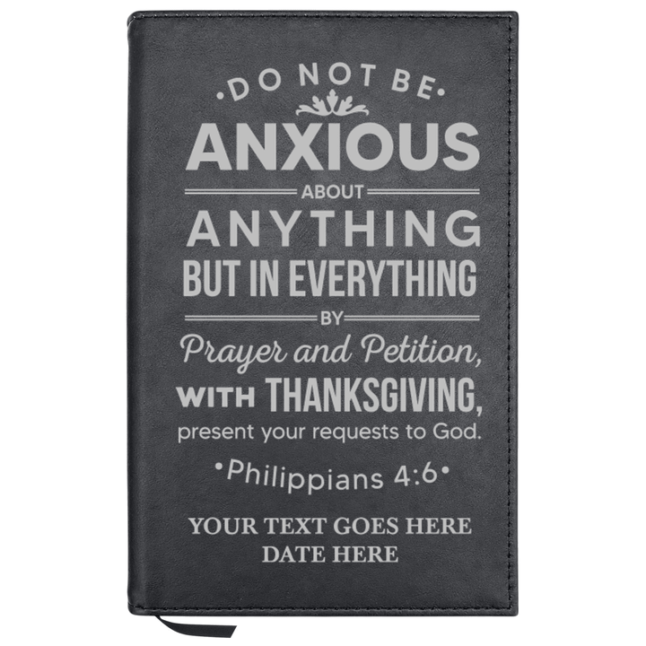 Personalized Leatherette Journal Notebook | Philippians 4:6 - Shepherds Shelf