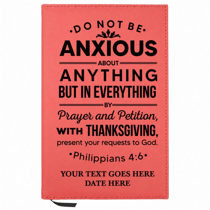 Personalized Leatherette Journal Notebook | Philippians 4:6 - Shepherds Shelf