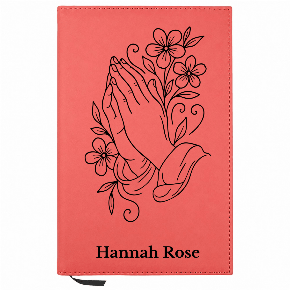 Personalized Leatherette Journal Notebook | Praying Hand With Flowers - Shepherds Shelf