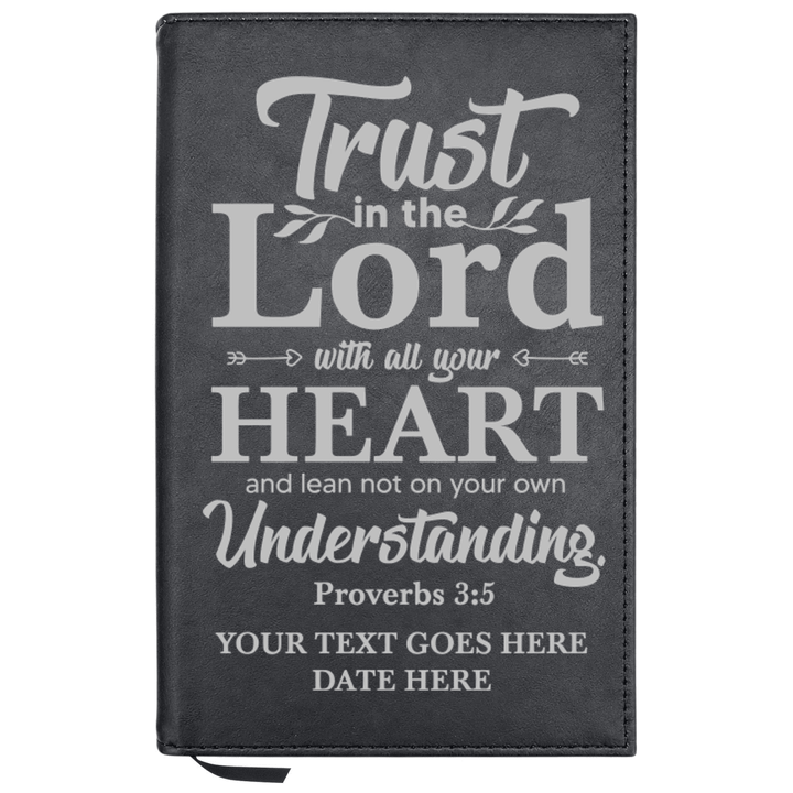 Personalized Leatherette Journal Notebook | Proverbs 3:5 - Shepherds Shelf