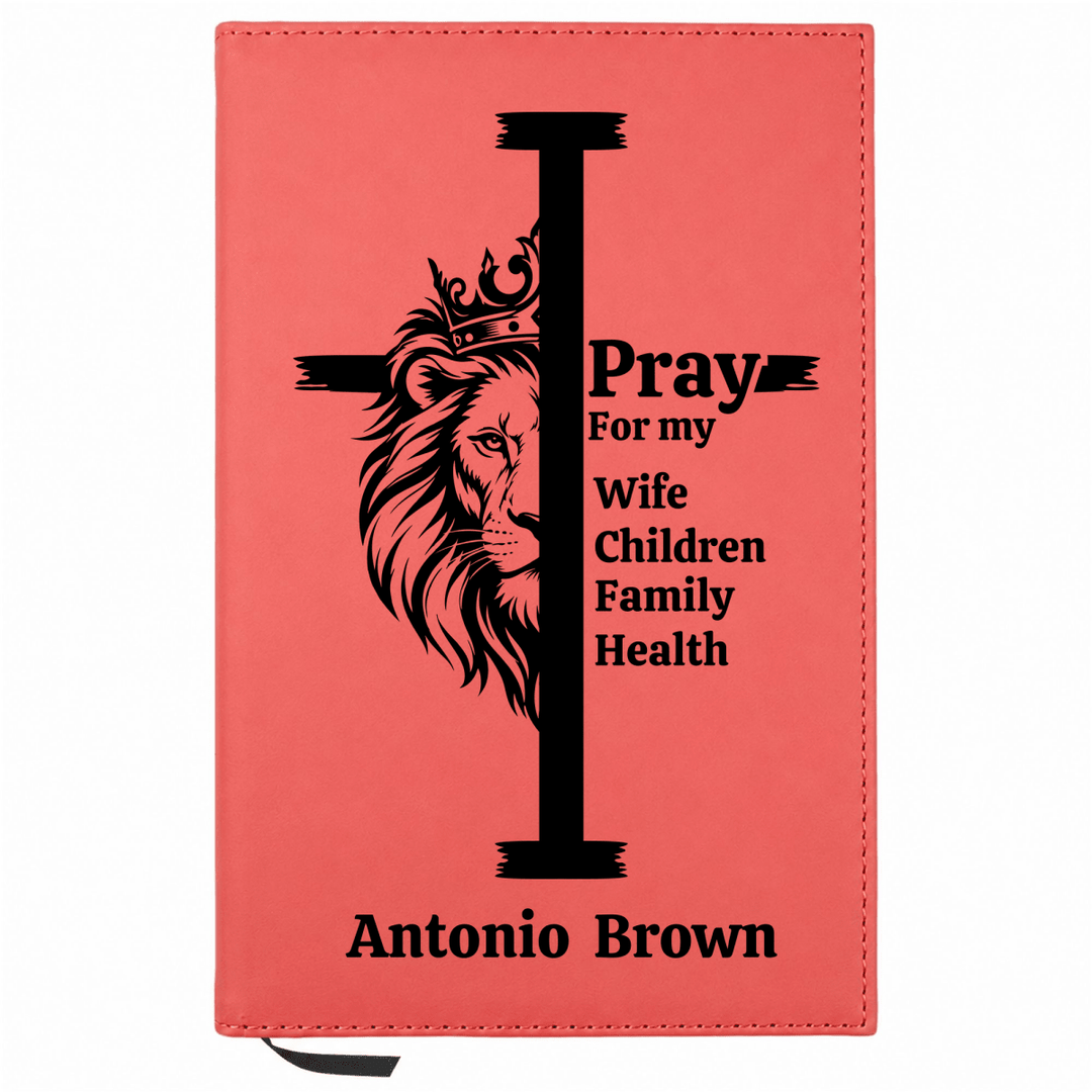 Personalized Leatherette Journal Notebook | Regal Lion Cross - Shepherds Shelf