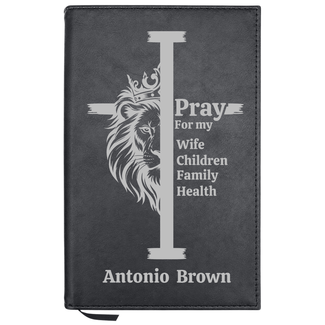 Personalized Leatherette Journal Notebook | Regal Lion Cross - Shepherds Shelf