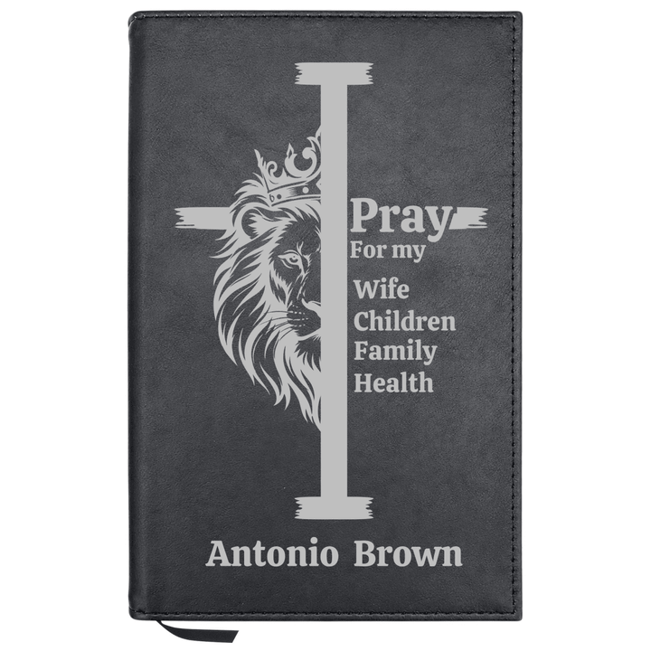 Personalized Leatherette Journal Notebook | Regal Lion Cross - Shepherds Shelf