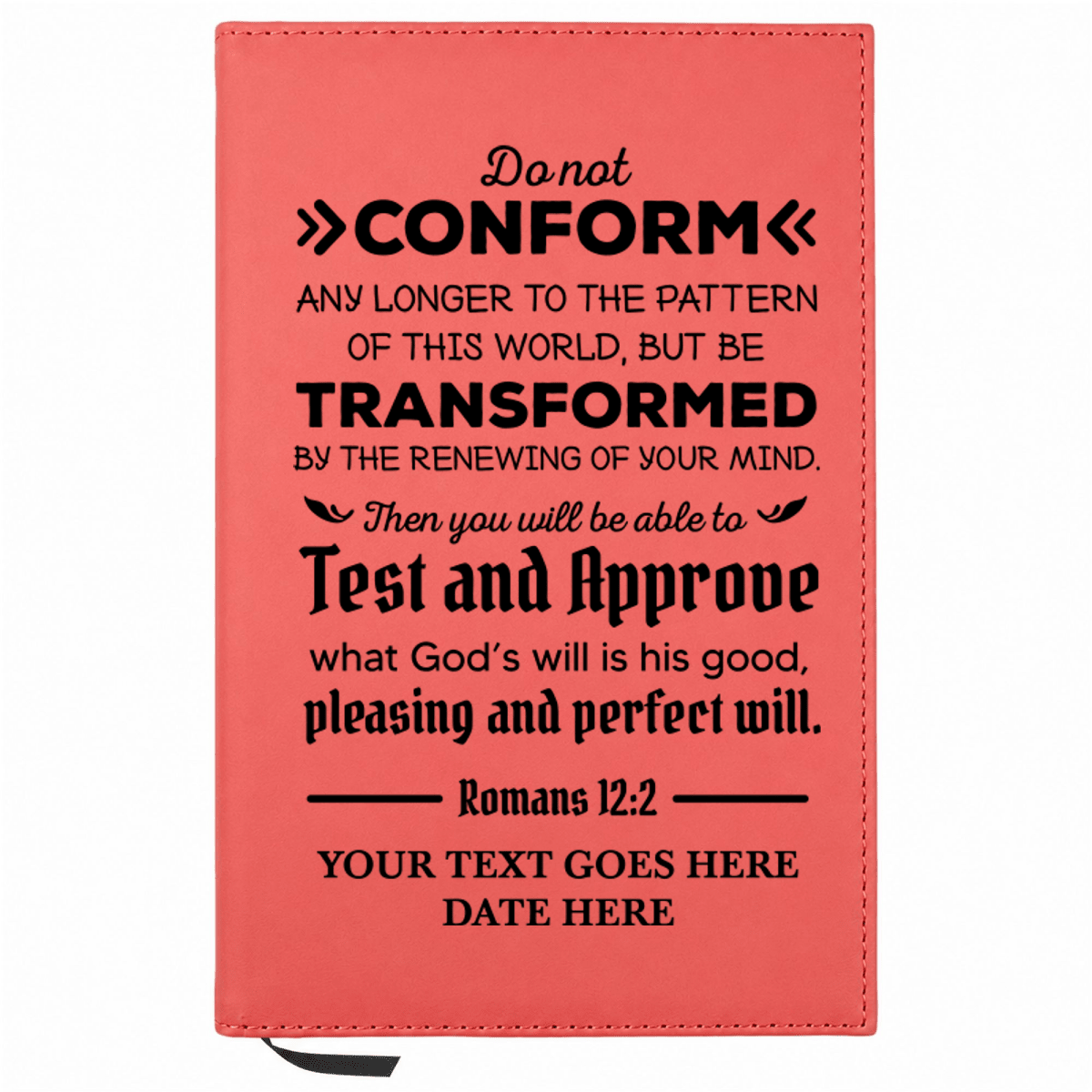 Personalized Leatherette Journal Notebook | Romans 12:2 - Shepherds Shelf