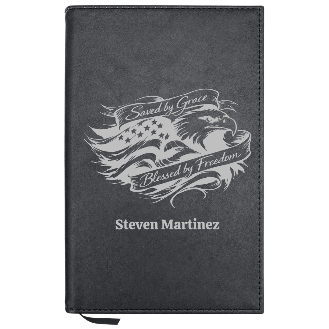 Personalized Leatherette Journal Notebook | Saved by Grace - Shepherds Shelf