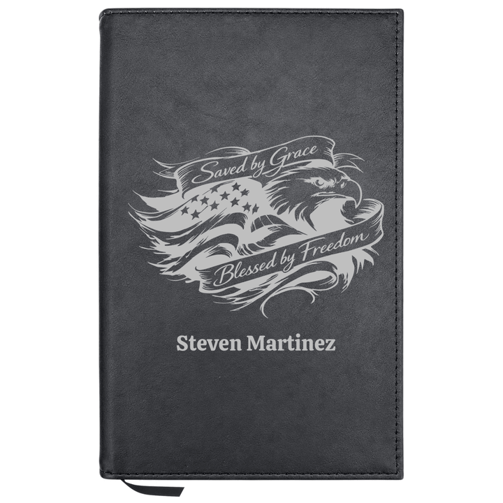 Personalized Leatherette Journal Notebook | Saved by Grace - Shepherds Shelf