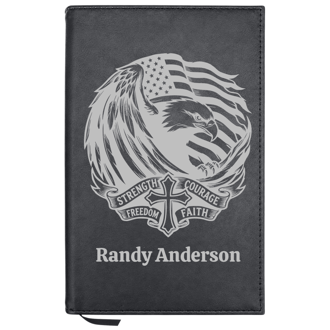 Personalized Leatherette Journal Notebook | Strength & Courage - Shepherds Shelf