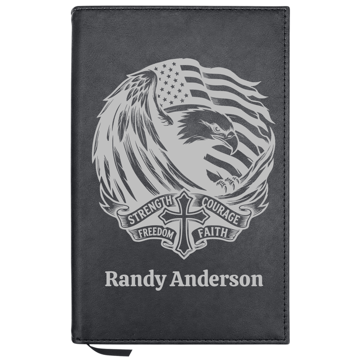 Personalized Leatherette Journal Notebook | Strength & Courage - Shepherds Shelf